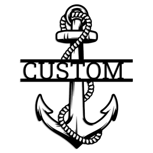 Custom Anchor Metal Wall Art, Personalized GPS Compass Sign, Nautical Name Sign for Boating, Anchor Wall Hanging Decor, Metal Gifts