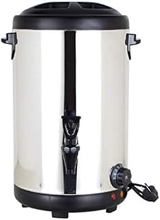 Stainless steel hot water dispenser boiling bucket, Large-capacity electric heating water pot/drinker, 3-layer insulation heat preservation sweet wine warmer heater, For hotel/conference (Black 16L)