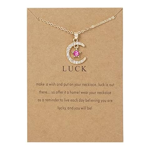 Gold Plated Birthstone Moon Star Pendant Necklace Cover