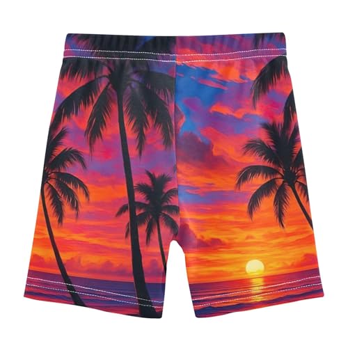 Girls Biker Shorts Toddler Cotton Shorts for Under Dresses Tropical Beach Sunset Palm Trees Little Girl 4t2