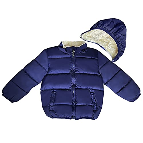 Baby Girls Boys' Winter Fleece Jackets with Hooded Toddler Cotton Dress Warm Lined Coat Outer Clothing (Blue, 5-6 Years)