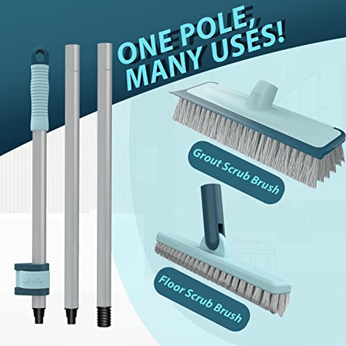 Bonpally Floor Scrub Brush And Grout Scrub Brush Combo Kit With 57" Telescopic Handle, 2 In 1 Scrape And Stiff Bristle Brush, Shower Floor Brush Scrubber With V-Shape Stiff Bristles, Cleaning Brush #TOP1
