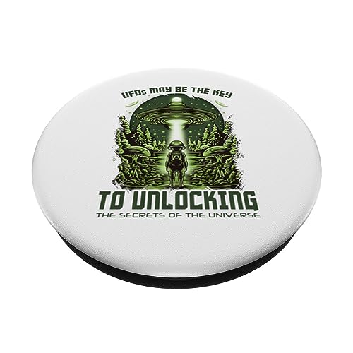 Alien Design UFO Ship - Unlocking Secrets of The Universe PopSockets Swappable PopGrip, Black - Image 2