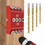 Holzdübel-Bohrschablone für Möbelbau, 3-in-1 Bohrständer zum senkrechten Bohren, Bohrlehre mit 30°/45°/90° Winkel, Lochreihen-Bohrhilfe für präzise gerade & abgewinkelte Löcher