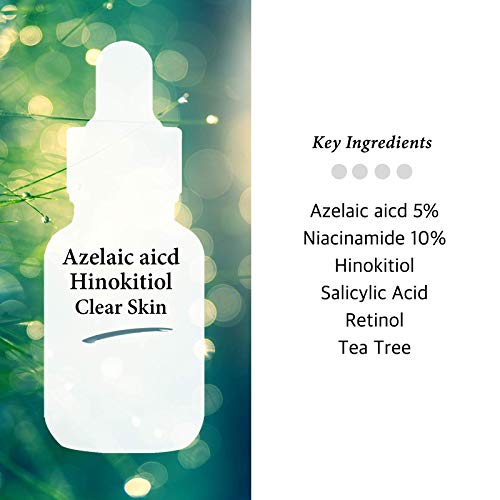 Azelaic Acid + Tea Tree Clear Skin Facial Serum With Niacinamide 10%, Salicylic Acid, Retinol - Fast & Efficient Cystic Acne, Age-Defying, Relieve Trouble Skin Formula, 1 Fl Oz (30Ml) #TOP2
