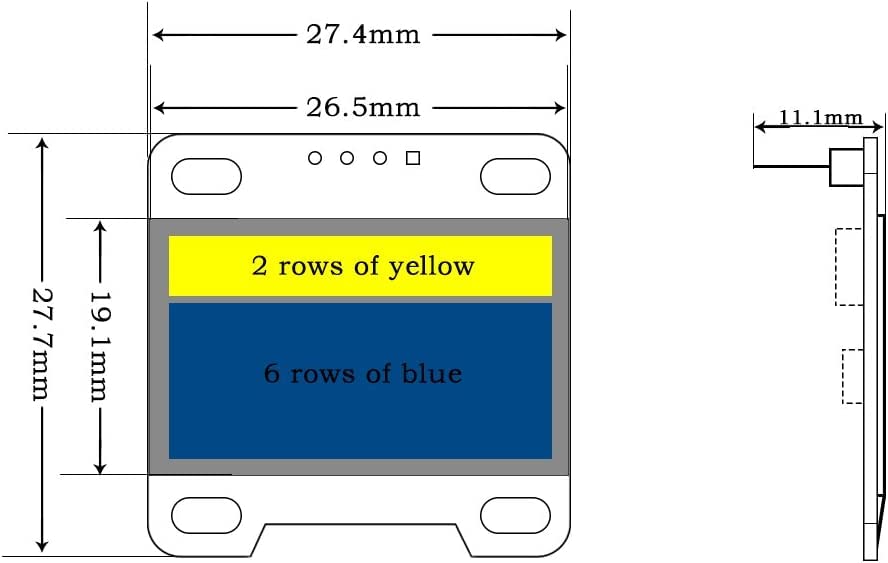 IDUINO 0.96 Inch OLED Module 12864 128x64 Yellow Blue SSD1306 Driver I2C Serial Self-Luminous Display Board for Arduino Raspberry Pi Pico - Image 3