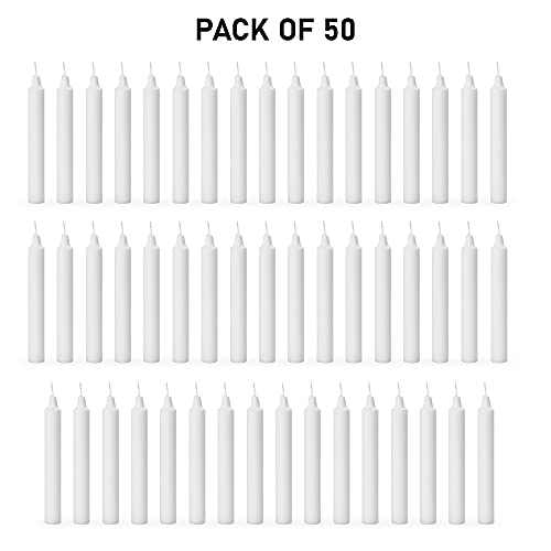Image of AuraDecor Pack of 50 Stick Candles || Especially Meant for Healing, Chakras, Ritual Candles, Decoration, Lighting, Home Decor || Burning Time 3 to 4 Hours Each (White)