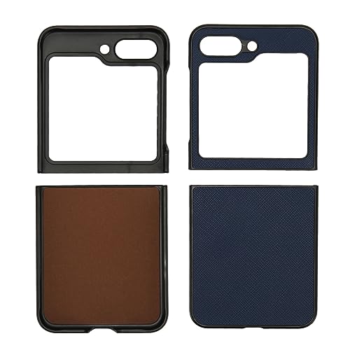 Rankomu Galaxy Z Flip 5 mobilfodral - vikbart, blått läderdesign