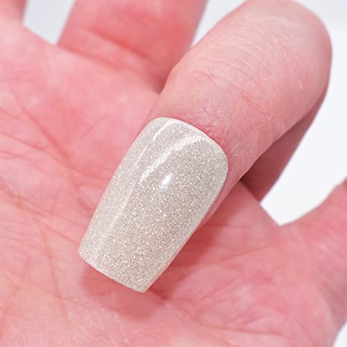 Lifoost Gel Nail Polish Strips Glitter And Solid Color Full Cured Gel Nail Stickers 20 Extra-Long Gel Manicure Strips (Crystal Diamond Nude) #TOP4