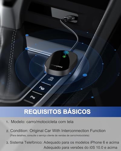 Inteligência e conectividade de veículos, Adaptador Carplay sem Fio, Car Play sem Fio, Streaming Box