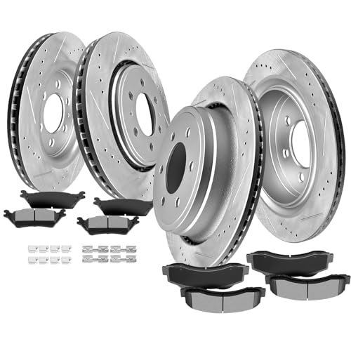 Image of SCITOO Front 13.78 inch Rear 13.7 inch Brake Pads and Rotors Kits Brakes Kit | 54153;54186;D1414-8528;D1602-8816 Fit For Ford F-150 2012 2013 2014 2015 2016 2017