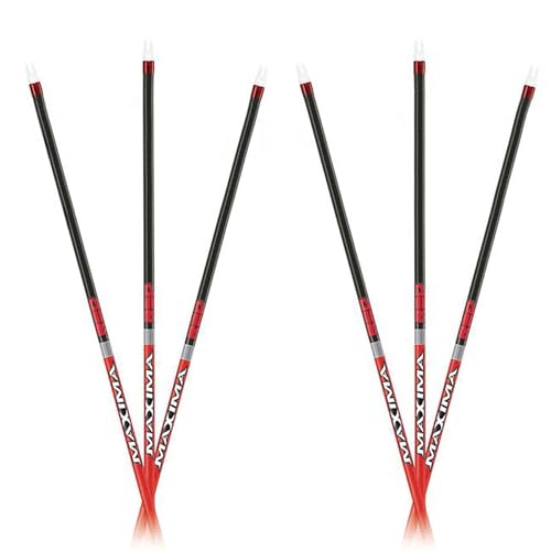 Carbon Express Maxima RED Fletched Arrows, 350 Spine, 6-Pack