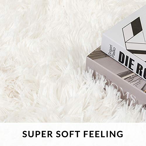 Carvapet Super Soft Shaggy Area Rugs For Bedroom Living Room Modern Fluffy Carpet For Nursery Baby Rooms Kids Rooms Silky Smooth Mat 4' X 6', White #TOP1