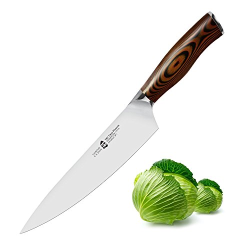 Image of TUO Chef Knife, 8 inch Sharp Kitchen Knife with Pakkawood Handle, High Carbon Steel, Professional for Chopping & Dicing, Gift Box - Fiery Phoenix Series