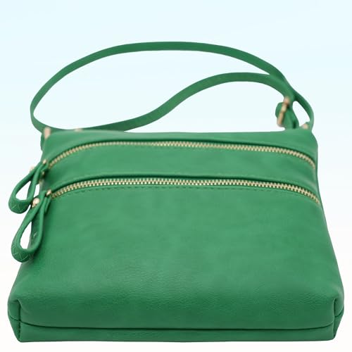 Image of Solene Small Multi Zipper Pocket Crossbody Bag with Adjustable Strap, Lightweight Travel Purse, Daily Small Messenger Pouch