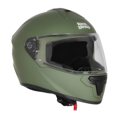 Royal Enfield FF Quest ISI Certified | Thermoplastic Shell | High-Density EPS Liner | 3 Intake Ports; 1 Exhaust Vent | Micrometric Lock | UV Treated Visor | Battle Green (M) 57 CM