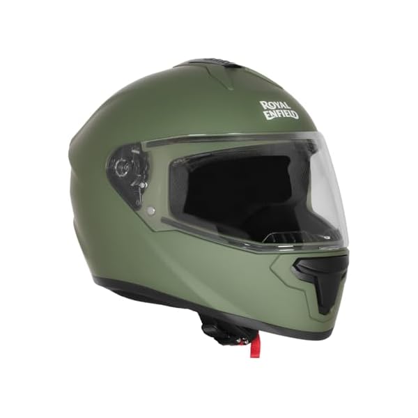 Royal Enfield FF Quest ISI Certified | Thermoplastic Shell | High-Density EPS Liner | 3 Intake Ports; 1 Exhaust Vent | Micrometric Lock | UV Treated Visor | Battle Green (M) 57 CM