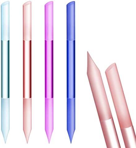 Glass Cuticle Pusher 4 Pcs Double Sided Cuticle File Crystal Glass Cuticle Stick Manicure Stick Precision Filing Cuticle Remover Manicure Nail Care Tools For Women Girls Nail Salons Homes