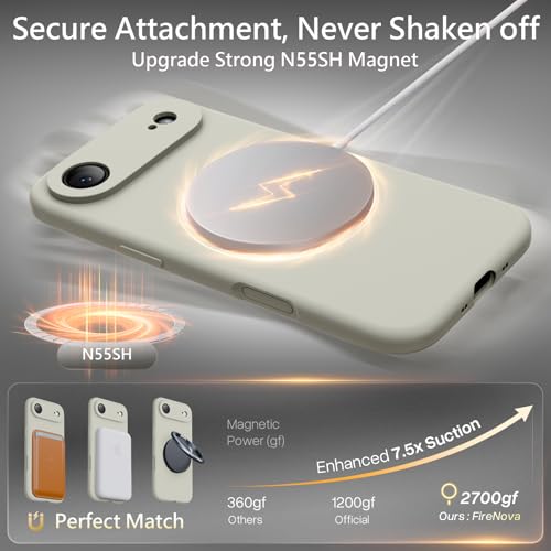 Image of FireNova Magnetic for iPhone Air Case, Compatible with MagSafe, [Integrated Silicone Camera Control Button] [Camera Protection] Microfiber Lining Phone Case for iPhone 17 Air, 6.5 inch, Stone