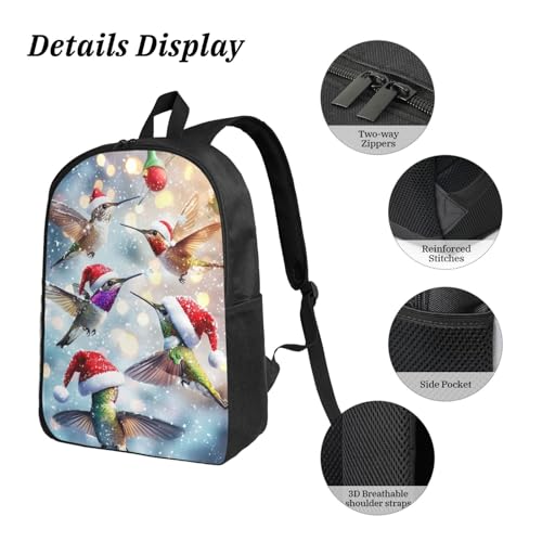 Christmas Hummingbird Backpacks 3 Pcs Unisex Travel Backpack with Fun Graphic Cartoon Print for Daily Commute4