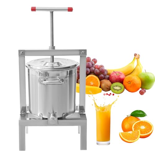 CILDON Fruit Honey Presser, 10L Large Stainless Steel Cider, Wine, Grape, Apple Press Extractor, with 1in Nozzle Diameter, for Wine and Juice Making