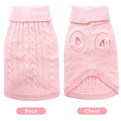 Idepet Turtleneck Dog Sweater, Classic Knitwear Dog Pullover Sweaters Warm Winter Pet Apparel Knitted Puppy Clothes For Small Dogs And Cats (Pink, Small) #TOP4