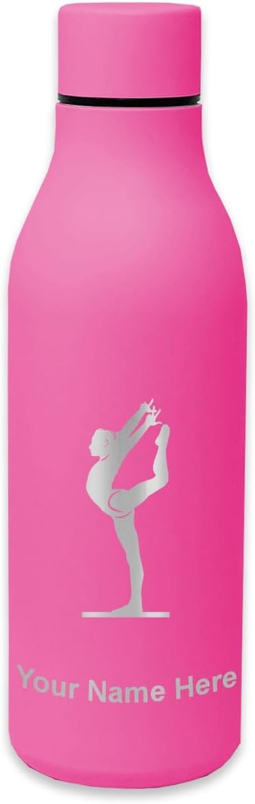 LaserGram Double Wall Stainless Steel Water Bottle, Gymnast Woman, Personalized Engraving Included