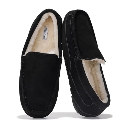 Project Cloud Genuine Suede Mens Slippers - Memory Foam Insole Moccassins Loafers for Men Shoes Indoor and Outdoor Use - Lightweight Non-Slip House Shoes (Oswin)