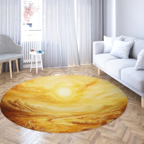 Tapis rond Sunset River Fire lavable et antidérapant de 90cm - 4