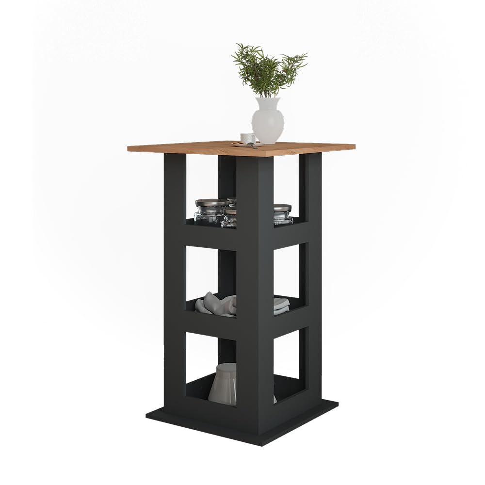 Vicco Bartisch Repose, Goldkraft Eiche/Anthrazit, 65 x 65 cm, ideal als Stehtisch für Küche, Esszimmer oder Bistro