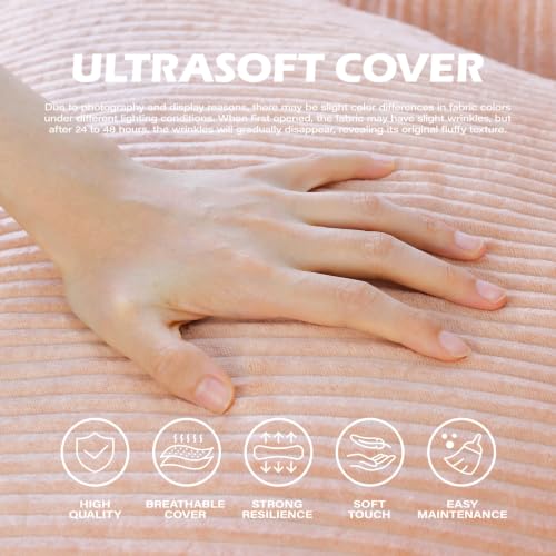 UODERS Bean Bag Chair, Cozy Fluffy Beanbag Chairs with Filler for Kids, Floor Tiny Sofa Chair for Living Room Gaming & Reading (Kids-S-Peachpink) by UODERS - Used condition - Image 5