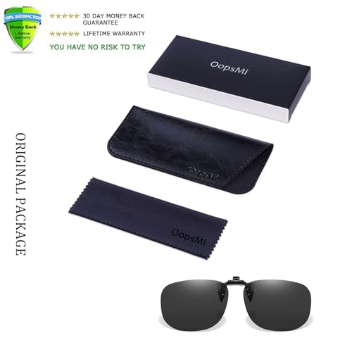 Image of Polarized Clip On Sunglasses Over Prescription Glasses Men Women Rimless Flip Up