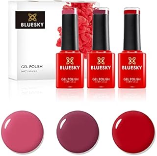 Bluesky Gel Nail Polish Set, Reds, Pillar Box Red D160, Tropix 80505, Decadence 80525, 3 x 5 ml, (Requires Curing Under UV or LED Lamp)