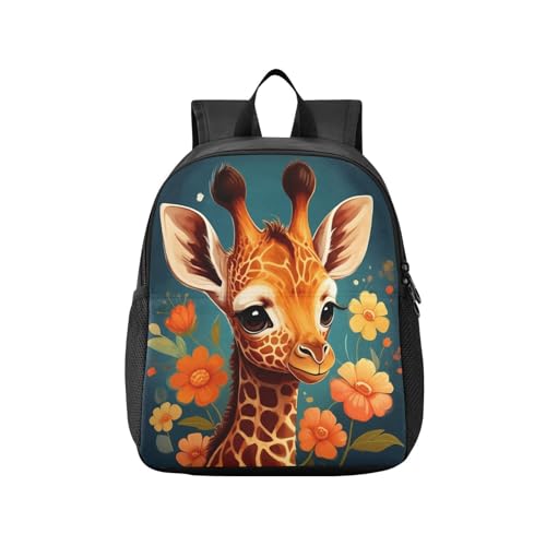 RunningBear Floral Giraffe Teal Kids Backpack for Boys Girls Lightweight School Bag for Kids
