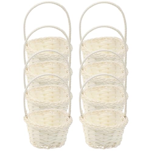 Cabilock 8 Stücke Körbchen Blumenkinder Mini Weidenkorb Blumenkörbe Small gewebter Korb Rattan Körbchen Mit Henkel Blumenkorb für Mini House Tischdeko Landhaus Deko - 14X9.5X9.5CM