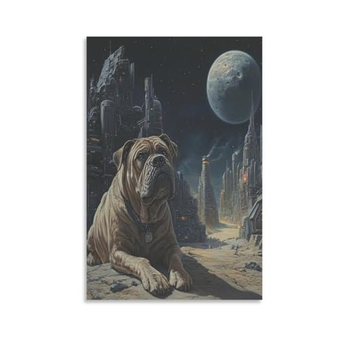 Affiche decoration Shar Pei peinture sur toile chambre 50x75