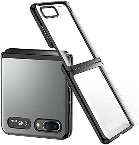 Miimall Compatible with Samsung Galaxy Z Flip Crystal Case, Slim Thin Hard PC Bumper Galaxy Z Flip 5G 2020 Case,Shockproof Anti-Scratch Polycarbonate Cover Case for Galaxy Z Flip(Black)