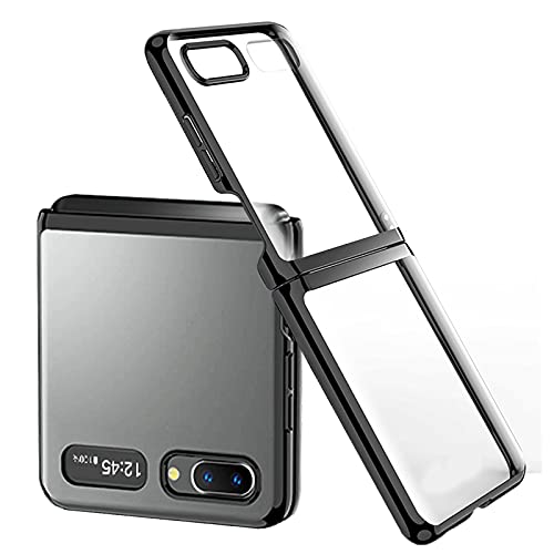Miimall Compatible With Samsung Galaxy Z Flip Crystal Case, Slim Thin Hard Pc Bumper Galaxy Z Flip 5G 2020 Case,Shockproof Anti-Scratch Polycarbonate Cover Case For Galaxy Z Flip(Black) #TOP2