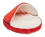 Sofantex Plush Pet Bed Cave for Cats and Small to Medium Size Dogs and Cats, Red, 25'