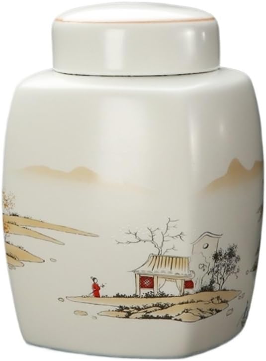 SONGCHAO Sugar Jar Ceramic Loose Tea Storage Jar Household Kitchen Sealed Jar Large Pu'er Red and Green Tea Storage Container Tea Set Tea Canister (Color : Medium)