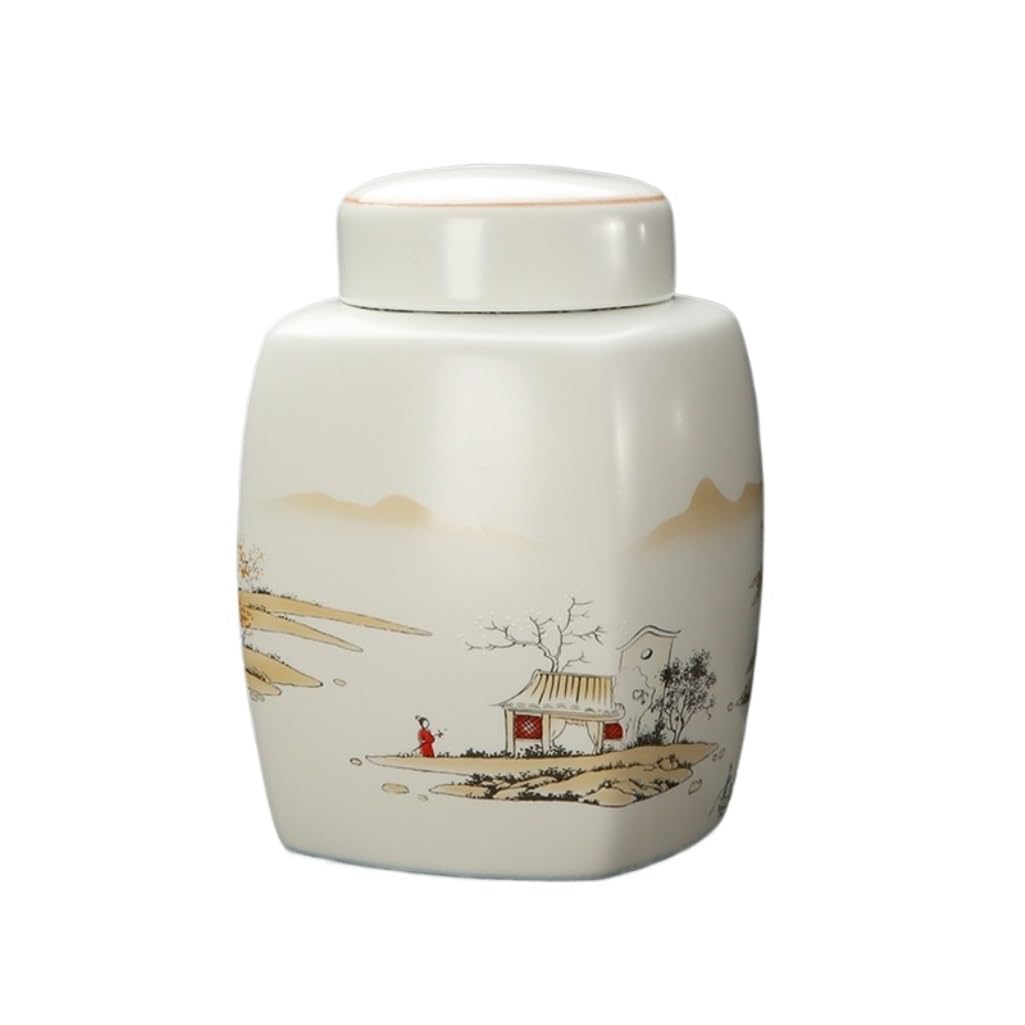 XYIANG Coffee Canister Ceramic Loose Tea Storage Jar Household Kitchen Sealed Jar Large Pu'er Red and Green Tea Storage Container Tea Set Tea Jar