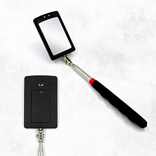 Houseables Inspection Mirror, Telescoping Led Light, 34" Extension, 360° Rotation, Extendable, Telescopic Handle, Retractable Lighted Tool On A Stick, For Mechanic, Home Inspector, Automotive #TOP6