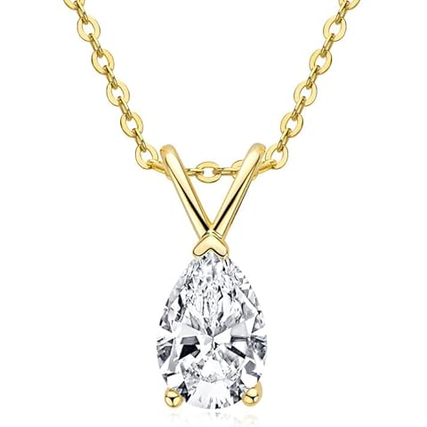 Shimspex 14K White or Yellow Gold Pendant Necklace for Women, 1 Carat Round Cut VVS1, D Color Natural Diamond Necklace - Elegant Pendant Necklace for Luxury Style (Yellow Gold, 14K Gold) Cover