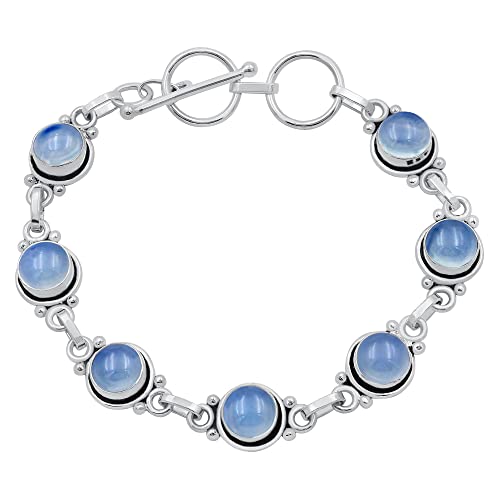 Bracelet lapis-lazuli et pierre de lune en argent : le cadeau fait main idéal