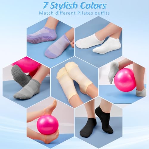Image of 7 Pairs Pilates Socks with Grips for Women