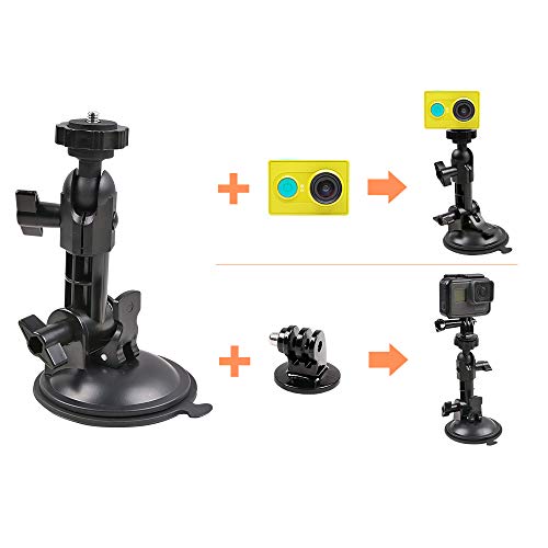 Powerful Suction Cup Camera Car Mount With Tripod Adapter And Phone Holder For Gopro Hero 11/10/9/8/7/6 Black, Iphone,Dji Osmo Action, Samsung Galaxy, Google Pixel And More (3.3 * 3.3 * 5.6In) #TOP3