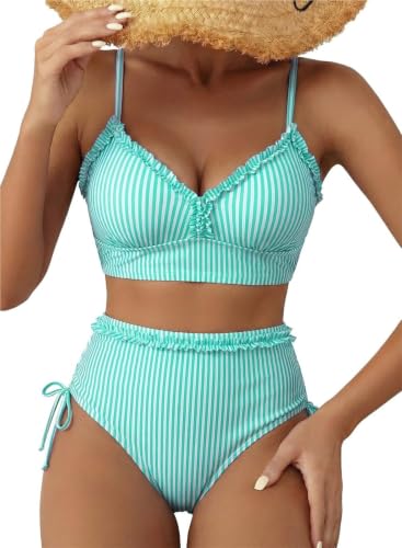 Bikini 2 pièces à Volants Vert XL pour Briller sur la Plage cet Été