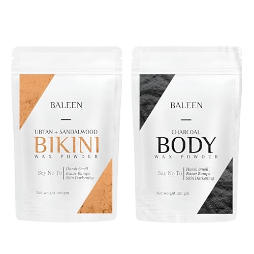 Image of BALEEN Charcoal + Ubtan & Sandalwood for Women Bikini & Body Wax Powder 120g (Pack of 2)| Herbal & Painless Hair Removal | No Irritation or Rashes | Natural Wax Powders For Smooth Skin Wax Powder
