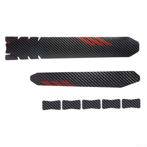PU Frame Scratch Protector Sticker – Waterproof for Bike Chainstay & Down Tube Guard for Carbon Fiber Frames, 34 x 6 cm, Black(red)