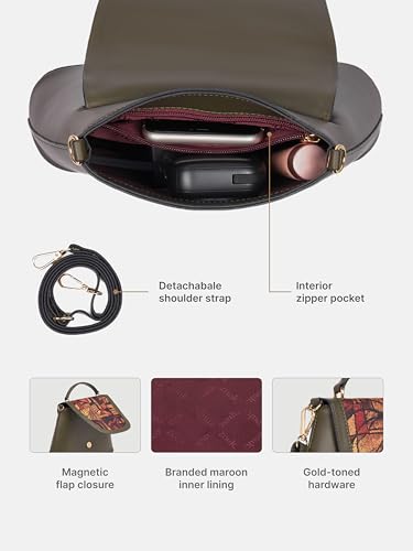 Image of ZOUK Women's Svara Sling Bag | Vegan Leather Bag | Crossbody + Top Handle with Adjustable Strap | Evening & Festive